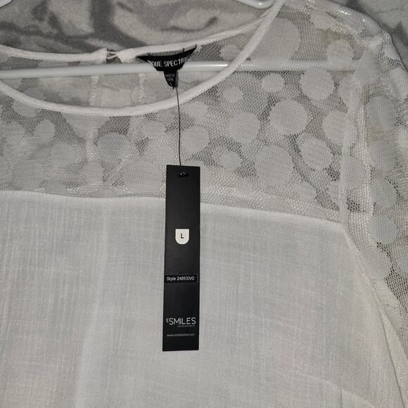 Unique Spectrum White Ruffle Sleeve Polka Dot Blouse Size L - Picture 5 of 8